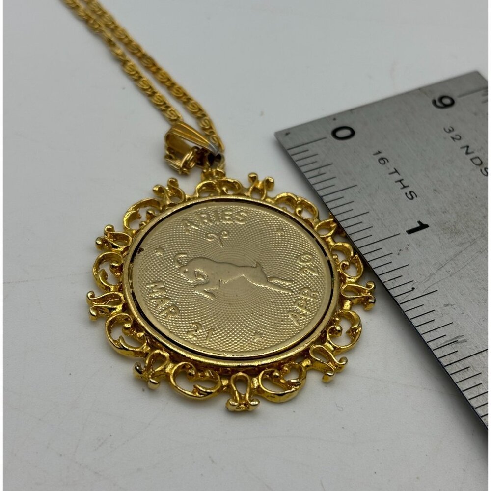 1970s Jewels By Rio Goldtone Zodiac Pendant Necklace-Virgo-NOS MCM RARE - Picture 5 of 8